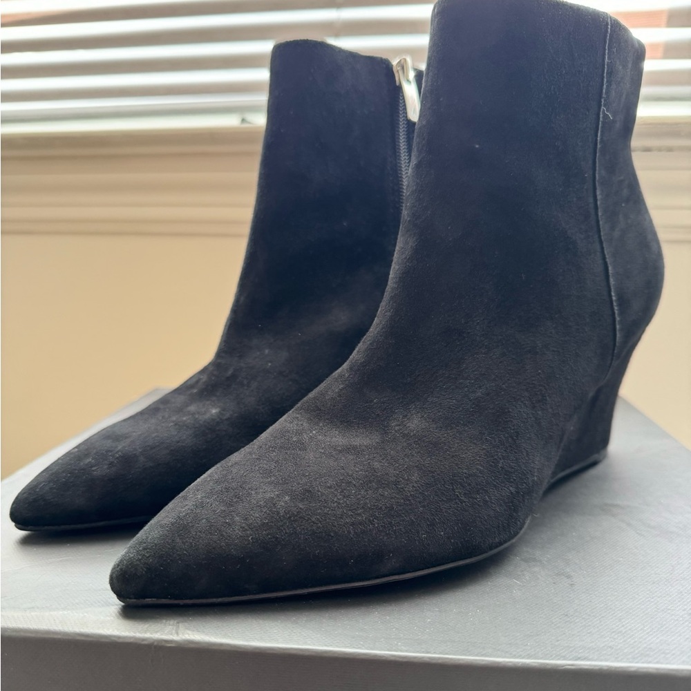 Nine West Black Suede Wedge Ankle Boots
